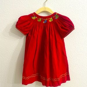 Smocked Red Christmas Dress. Elegant. 18m - 2t